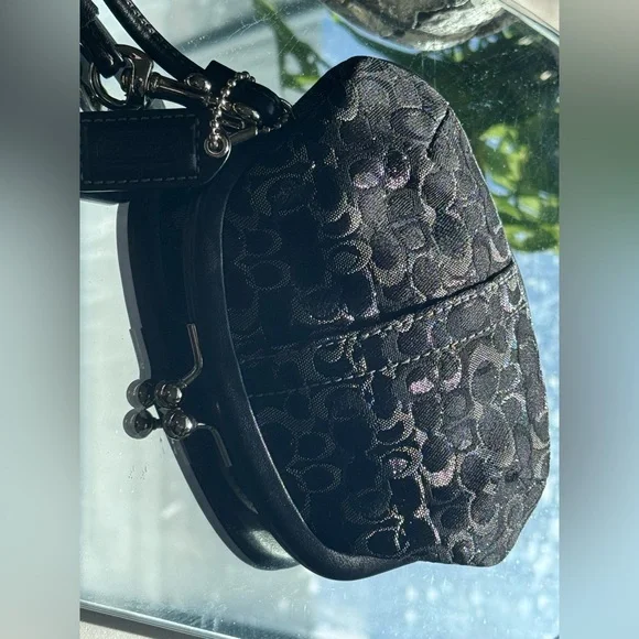 Coach Ladybug Embroidered Signature & Suede Lurex Kisslock Coin Pouch 💎 🐞 - Picture 3 of 10